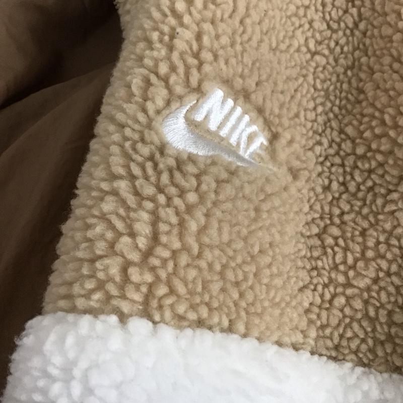 ナイキ NIKE ジャケット、上着 ジャンパー、ブルゾン ジップアップジャケット ボアジャケット アウター L ロゴ、文字 白 / ホワイト / white X ベージュ / ベージュ / beige メンズ USED 古着 中古 10159314