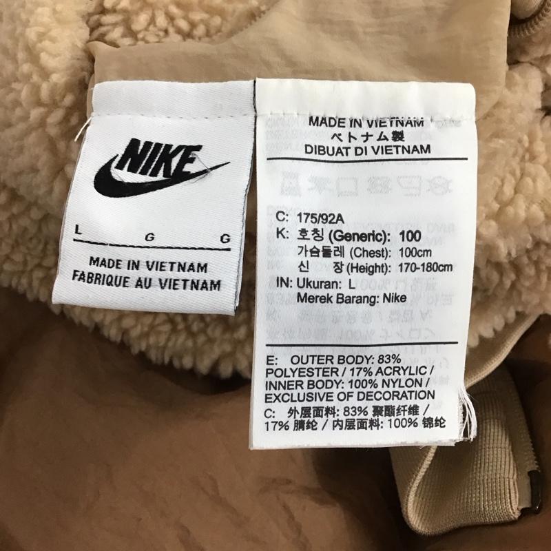 ナイキ NIKE ジャケット、上着 ジャンパー、ブルゾン ジップアップジャケット ボアジャケット アウター L ロゴ、文字 白 / ホワイト / white X ベージュ / ベージュ / beige メンズ USED 古着 中古 10159314