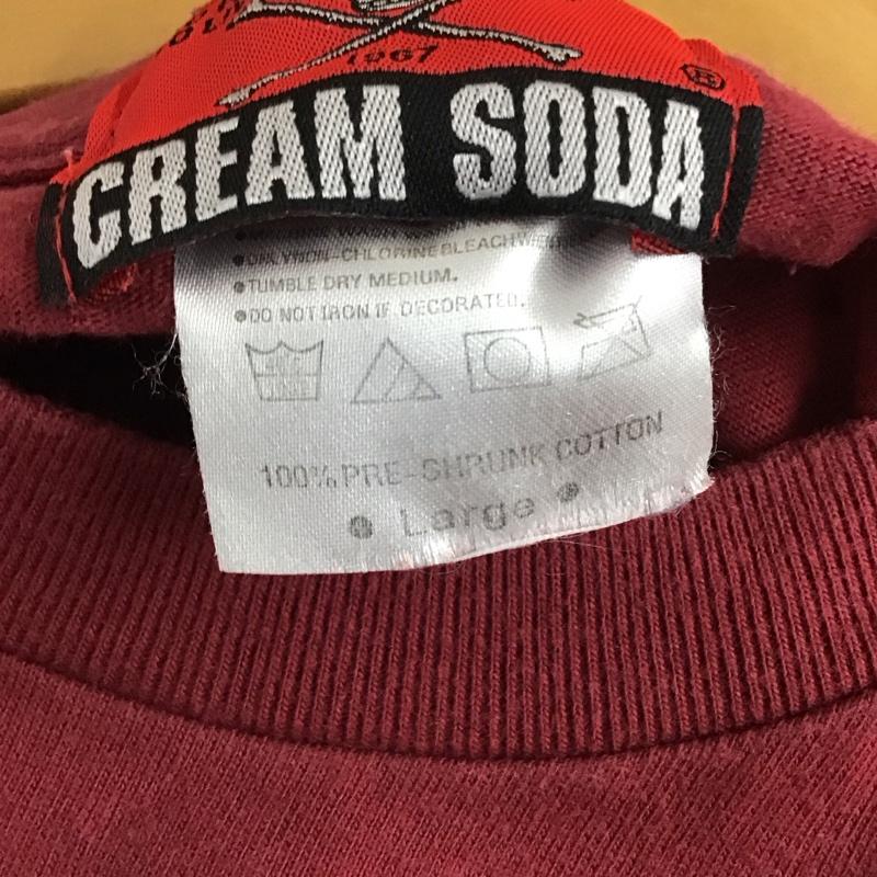 クリームソーダ CREAMSODA Tシャツ 半袖 半袖カットソー プリントTシャツ クルーネックカットソー L プリント えんじ / ワインレッド / dark red メンズ USED 古着 中古 10159316