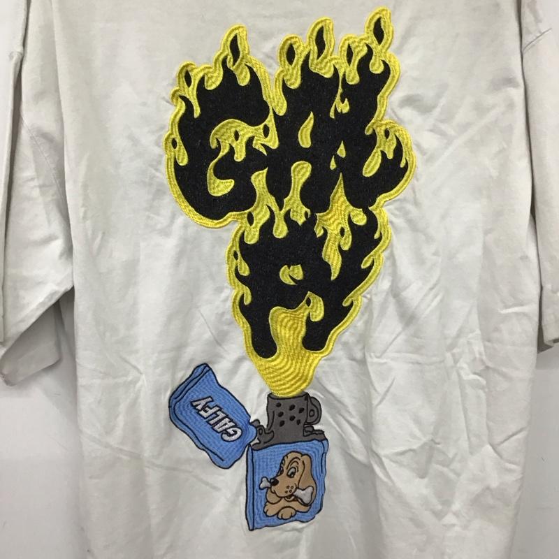 ガルフィー GALFY Tシャツ 半袖 半袖カットソー プリントTシャツ クルーネックカットソー ロゴ、文字 白 / ホワイト / white メンズ USED 古着 中古 10159318