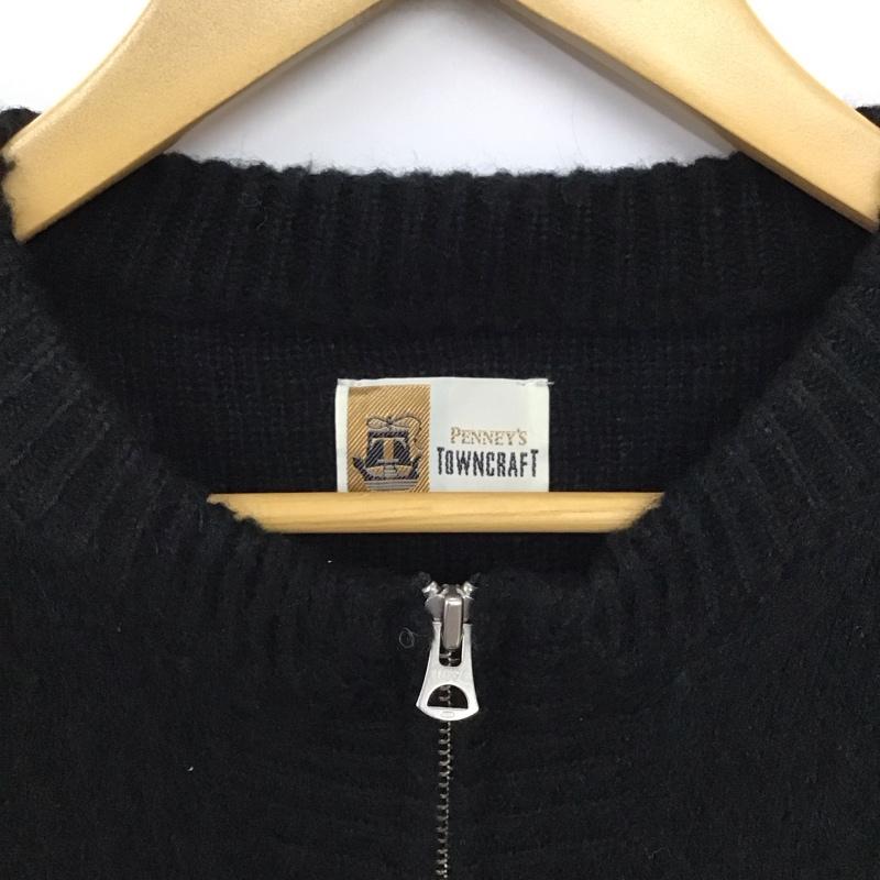 タウンクラフト TOWNCRAFT カーディガン 長袖 長袖ジップアップニット カーディガン L 無地 黒 / ブラック / black メンズ USED 古着 中古 10159319