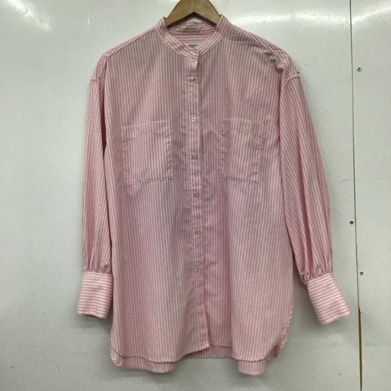 ローリーズファーム LOWRYS FARM シャツ、ブラウス 長袖 FREE ストライプ 白 / ホワイト / white X 桃 / ピンク / pink レディース USED 古着 中古 10159345