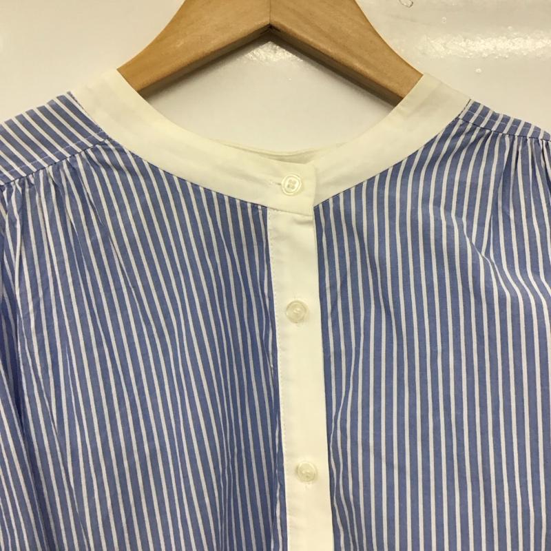 ローリーズファーム LOWRYS FARM ワンピース ひざ丈スカート FREE ストライプ 白 / ホワイト / white X 水色 / ライトブルー / レディース USED 古着 中古 10159365