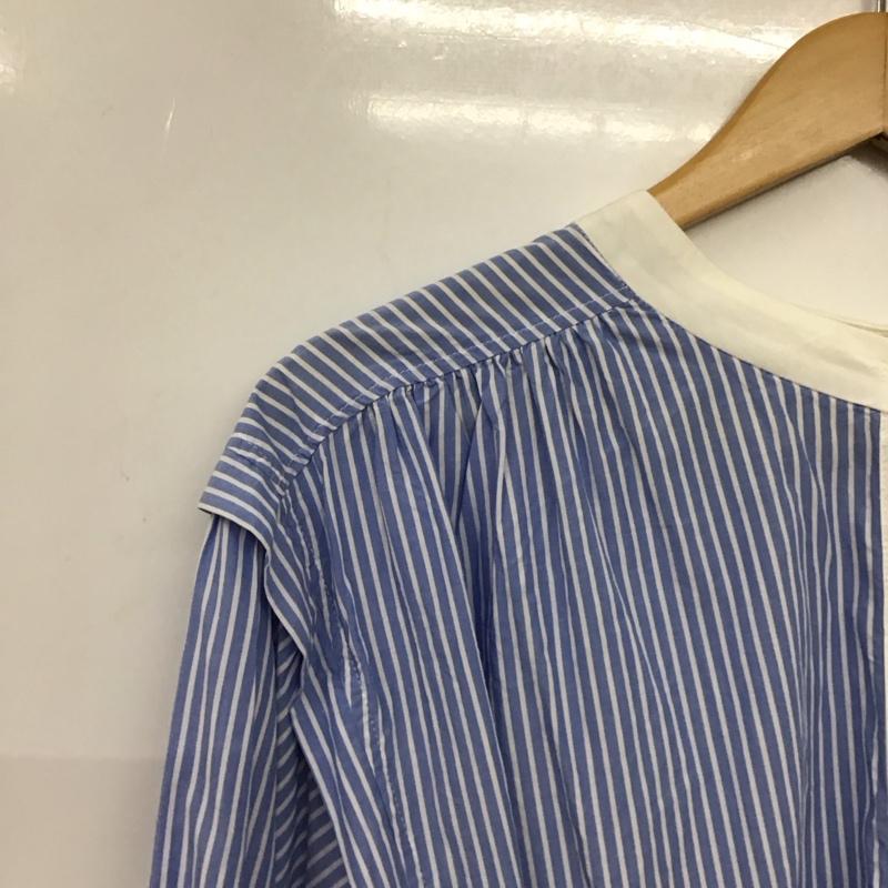 ローリーズファーム LOWRYS FARM ワンピース ひざ丈スカート FREE ストライプ 白 / ホワイト / white X 水色 / ライトブルー / レディース USED 古着 中古 10159365