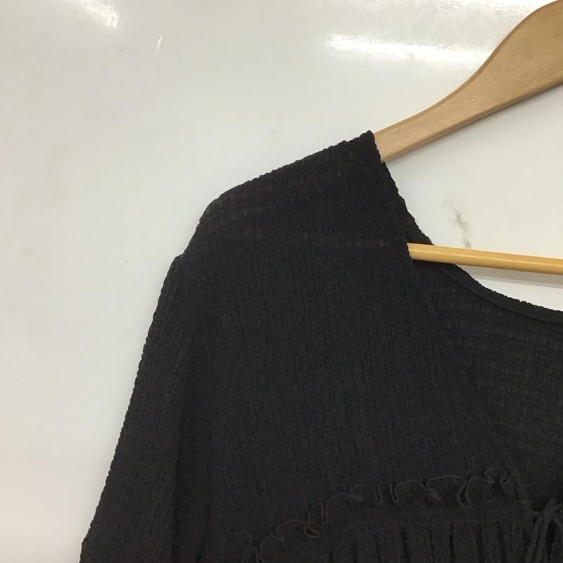 ケービーエフ KBF チュニック 半袖 KBA5-23R460 フロントリボンチュニック ONE SIZE 無地 黒 / ブラック / black レディース USED 古着 中古 10159366