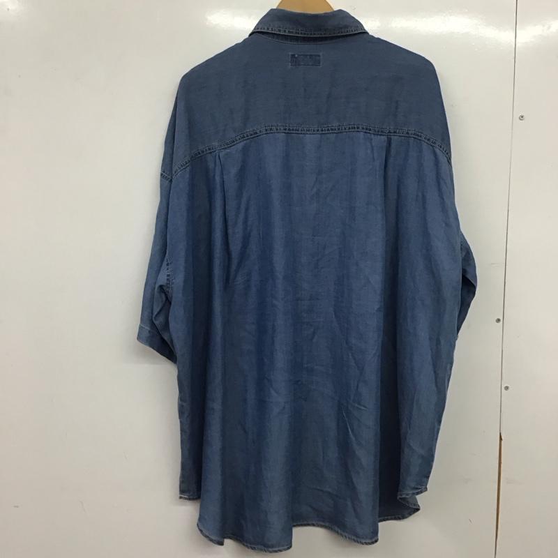 ロデオクラウンズ Rodeo Crowns シャツ、ブラウス 半袖 420HSH30-3091 Supple DENIM LOOSE シャツ ドロップショルダー FREE 無地 水色 / ライトブルー / レディース USED 古着 中古 10159392