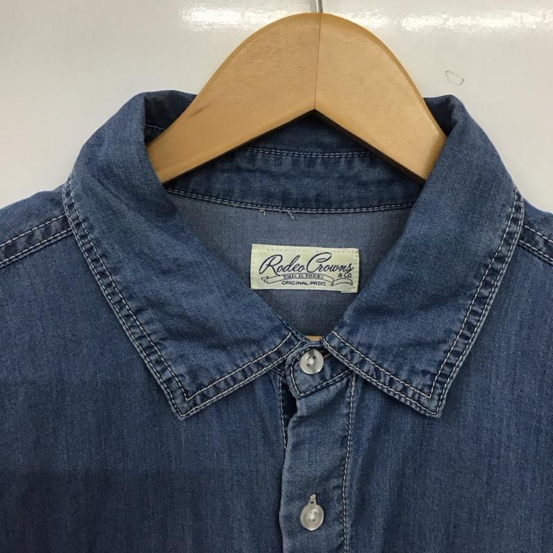 ロデオクラウンズ Rodeo Crowns シャツ、ブラウス 半袖 420HSH30-3091 Supple DENIM LOOSE シャツ ドロップショルダー FREE 無地 水色 / ライトブルー / レディース USED 古着 中古 10159392