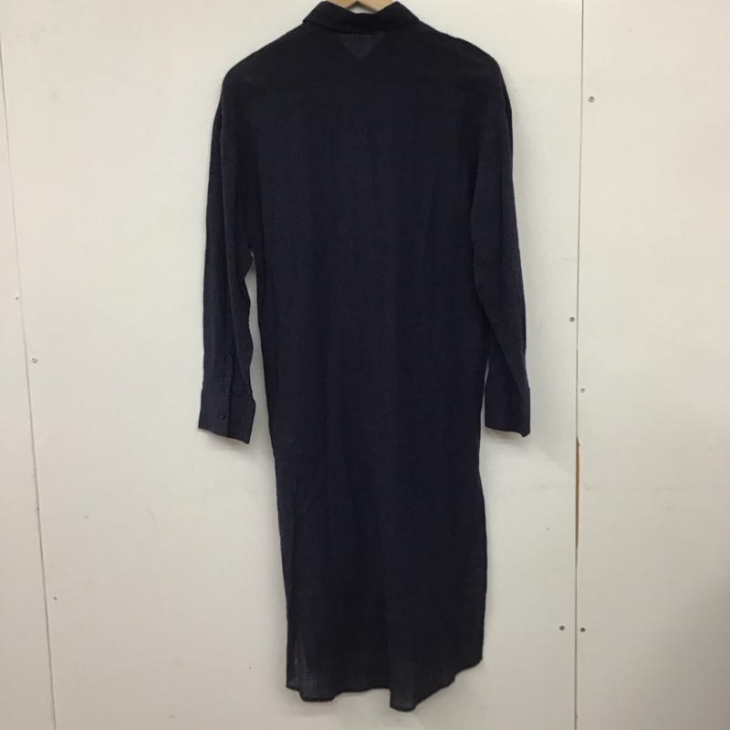 アズールバイマウジー AZUL BY MOUSSY シャツ、ブラウス 長袖 250BSJ33-204D レースチェック 長袖 ロングシャツ サイドスリット M  紺 / ネイビー / navy レディース USED 古着 中古 10159412