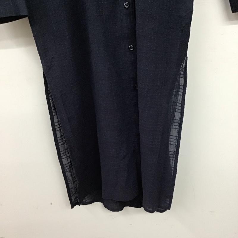 アズールバイマウジー AZUL BY MOUSSY シャツ、ブラウス 長袖 250BSJ33-204D レースチェック 長袖 ロングシャツ サイドスリット M  紺 / ネイビー / navy レディース USED 古着 中古 10159412