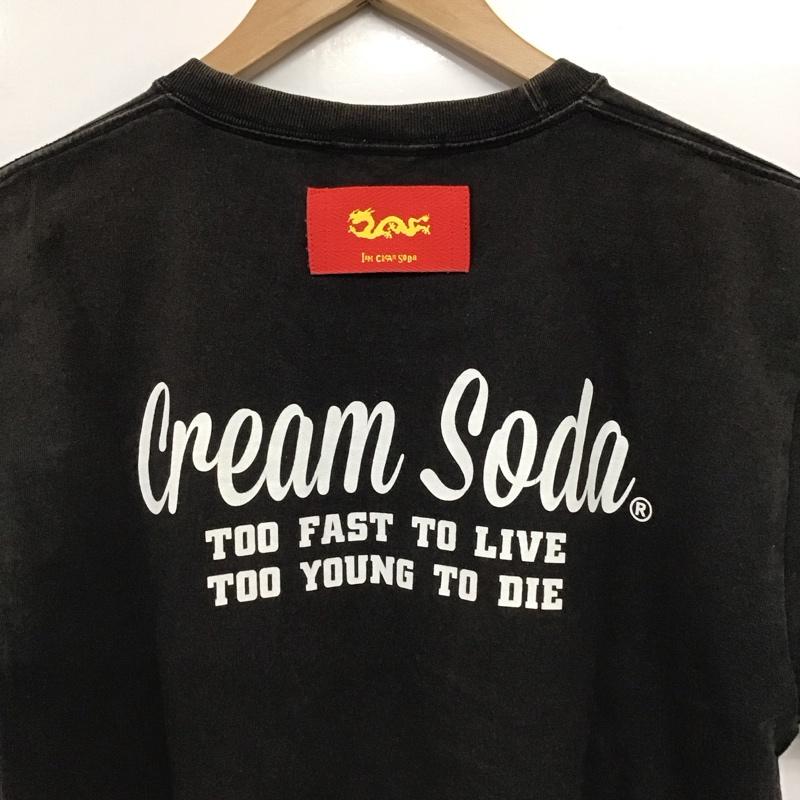 クリームソーダ CREAMSODA Tシャツ 半袖 半袖カットソー プリントTシャツ クルーネックカットソー プリント ダークグレー / ダークグレー / メンズ USED 古着 中古 10159418