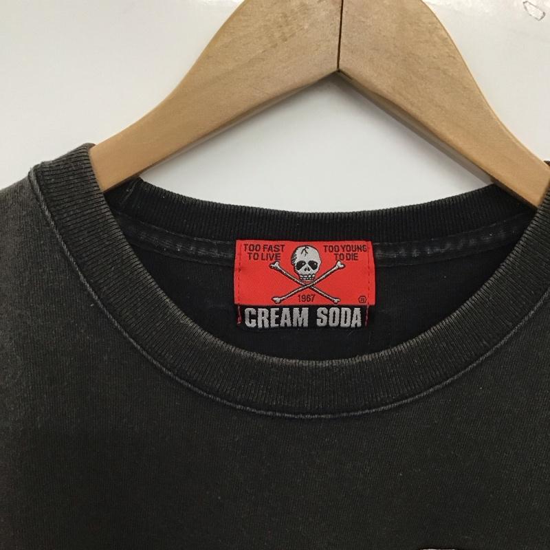 クリームソーダ CREAMSODA Tシャツ 半袖 半袖カットソー プリントTシャツ クルーネックカットソー プリント ダークグレー / ダークグレー / メンズ USED 古着 中古 10159418