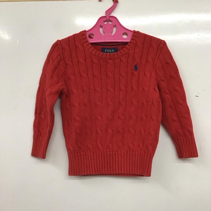 ポロラルフローレン POLO RALPH LAUREN ニット、セーター 長袖 2 無地 赤 / レッド / red ガールズ USED 古着 中古 10159420