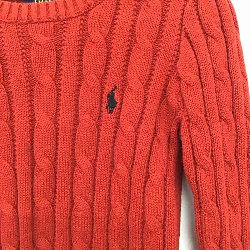 ポロラルフローレン POLO RALPH LAUREN ニット、セーター 長袖 4 無地 赤 / レッド / red ガールズ USED 古着 中古 10159423