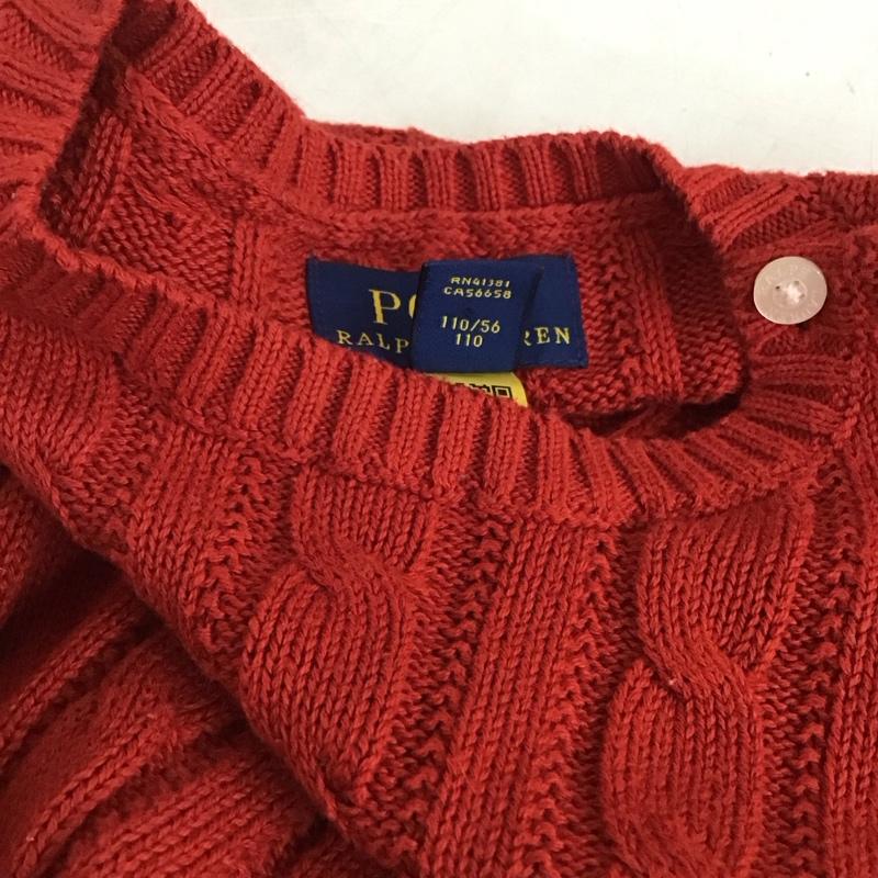 ポロラルフローレン POLO RALPH LAUREN ニット、セーター 長袖 4 無地 赤 / レッド / red ガールズ USED 古着 中古 10159423