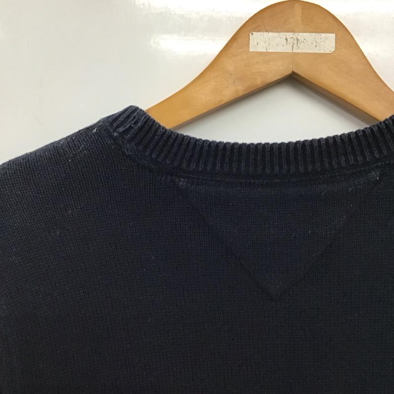 トミーヒルフィガー TOMMY HILFIGER ニット、セーター 長袖 長袖ニットカットソー クルーネック セーター S ロゴ、文字 紺 / ネイビー / navy メンズ USED 古着 中古 10159433