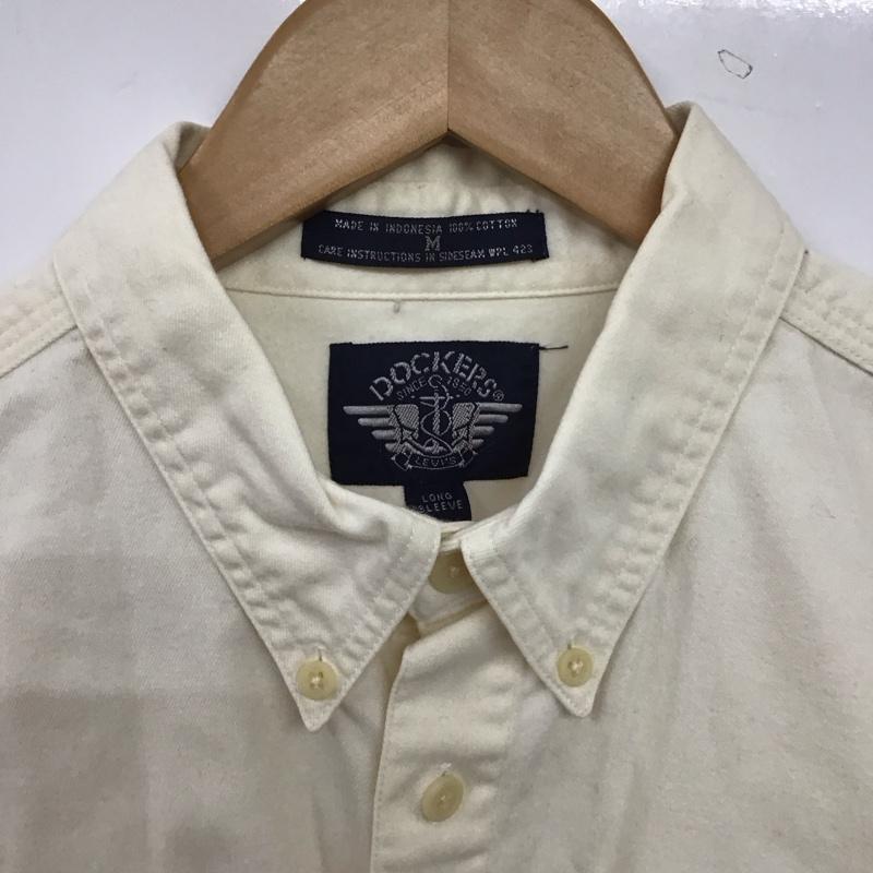 ドッカーズ DOCKERS シャツ、ブラウス 長袖 長袖シャツ 無地シャツ カラーシャツ ボタンダウンシャツ M 刺繍 アイボリー / アイボリー / メンズ USED 古着 中古 10159435