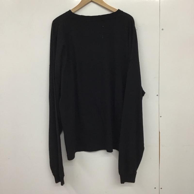 ダイリク DAIRIKU Tシャツ 長袖 長袖カットソー 刺繍カットソー クルーネック FREE 刺繍 X ダメージ加工 黒 / ブラック / black メンズ USED 古着 中古 10159442
