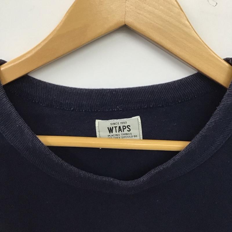 ダブルタップス WTAPS Tシャツ 半袖 半袖カットソー プリントTシャツ クルーネックカットソー L ロゴ、文字 紺 / ネイビー / navy メンズ USED 古着 中古 10159445