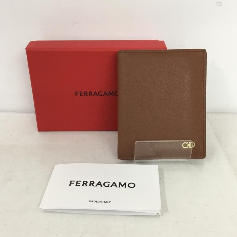 サルヴァトーレフェラガモ Salvatore Ferragamo カードケース カードケース 二つ折りカードケース 箱有 ワンポイント 茶 / ブラウン / brown メンズ USED 古着 中古 10159446