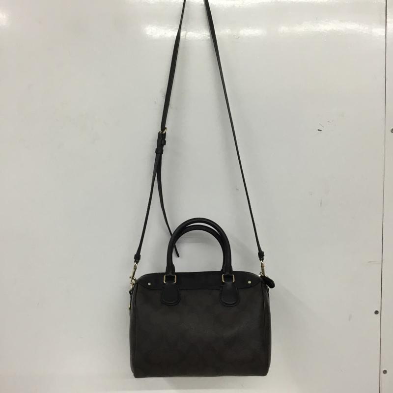 コーチ COACH ショルダーバッグ ショルダーバッグ ハンドバッグ 2WAY ミニボストン ロゴ、文字 黒 / ブラック / black X ダークブラウン / ダークブラウン / レディース USED 古着 中古 10159451