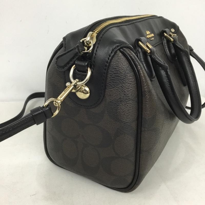 コーチ COACH ショルダーバッグ ショルダーバッグ ハンドバッグ 2WAY ミニボストン ロゴ、文字 黒 / ブラック / black X ダークブラウン / ダークブラウン / レディース USED 古着 中古 10159451
