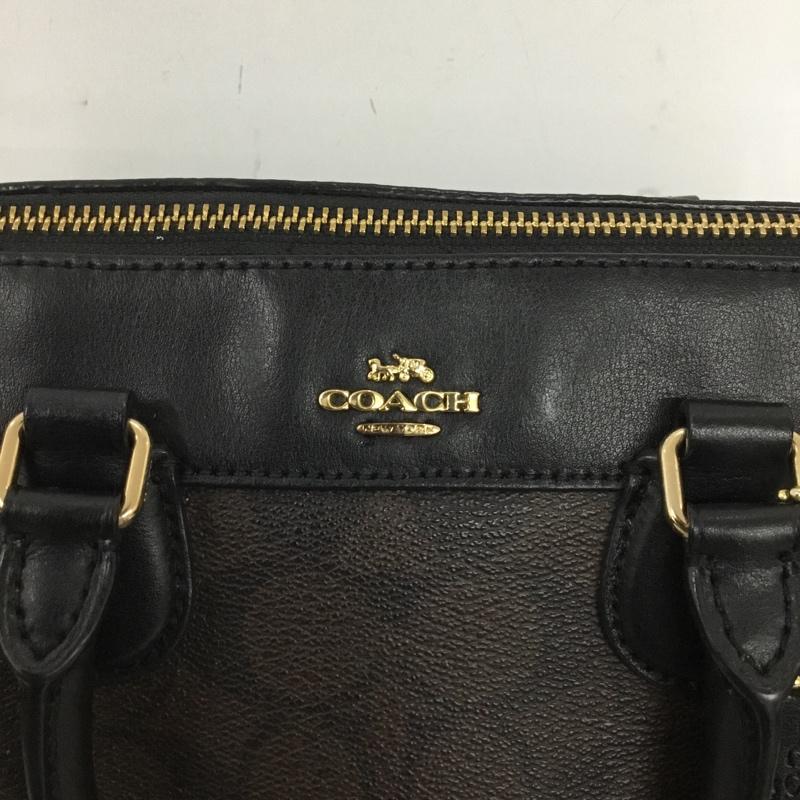 コーチ COACH ショルダーバッグ ショルダーバッグ ハンドバッグ 2WAY ミニボストン ロゴ、文字 黒 / ブラック / black X ダークブラウン / ダークブラウン / レディース USED 古着 中古 10159451