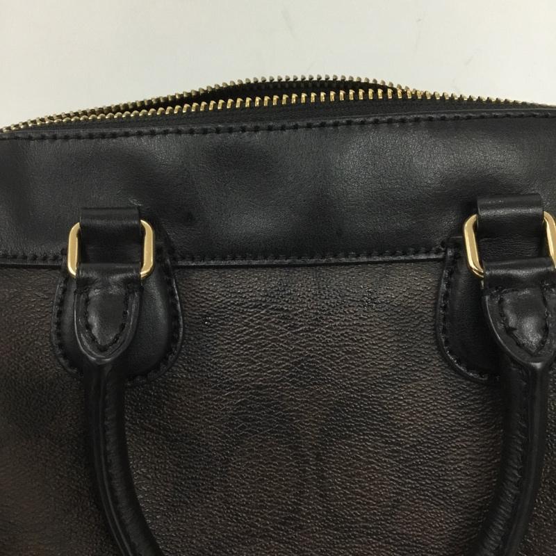 コーチ COACH ショルダーバッグ ショルダーバッグ ハンドバッグ 2WAY ミニボストン ロゴ、文字 黒 / ブラック / black X ダークブラウン / ダークブラウン / レディース USED 古着 中古 10159451