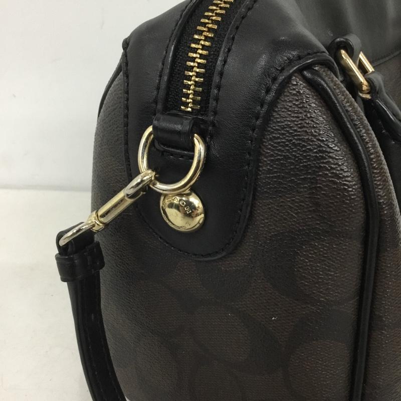 コーチ COACH ショルダーバッグ ショルダーバッグ ハンドバッグ 2WAY ミニボストン ロゴ、文字 黒 / ブラック / black X ダークブラウン / ダークブラウン / レディース USED 古着 中古 10159451