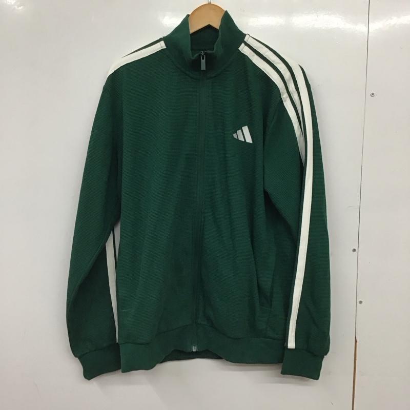 アディダス adidas ジャケット、上着 ジャンパー、ブルゾン ジップアップジャージ アウター スタンドカラー XL ロゴ、文字 緑 / グリーン / green メンズ USED 古着 中古 10159455