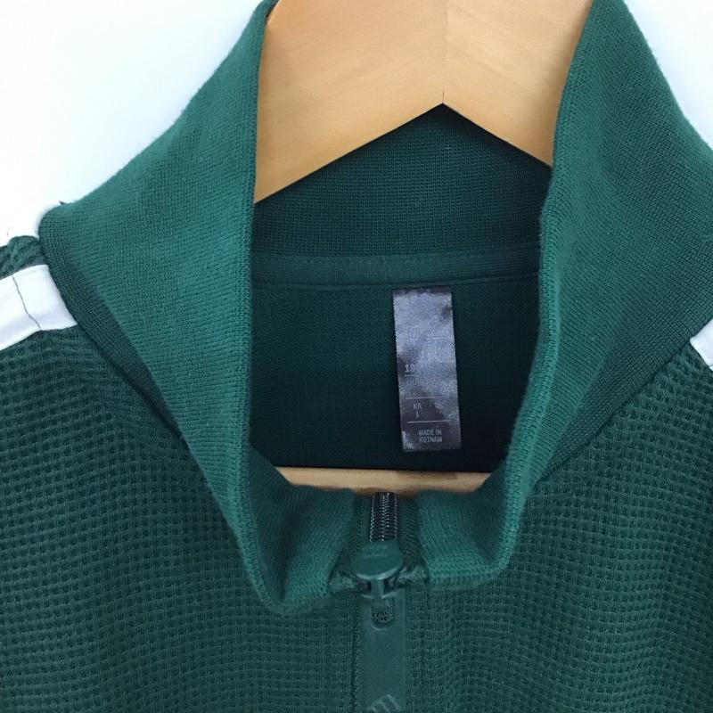 アディダス adidas ジャケット、上着 ジャンパー、ブルゾン ジップアップジャージ アウター スタンドカラー XL ロゴ、文字 緑 / グリーン / green メンズ USED 古着 中古 10159455