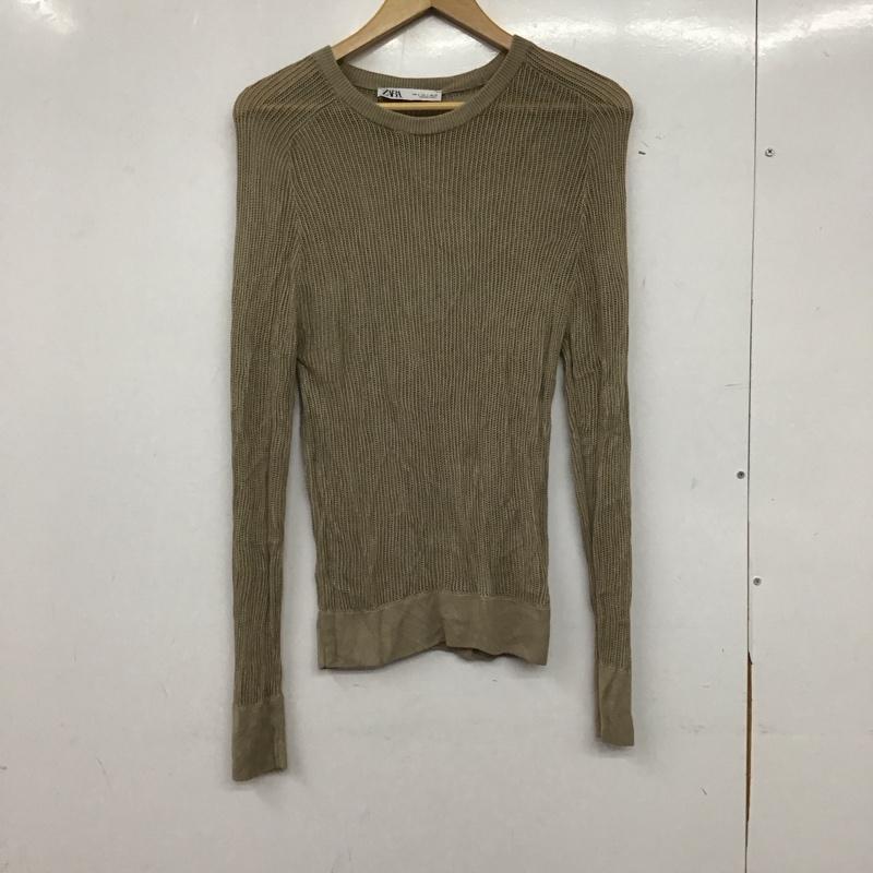 ザラ ZARA カットソー 長袖 6427 002 737 透かし編みニット S 無地 ベージュ / ベージュ / beige レディース USED 古着 中古 10159460