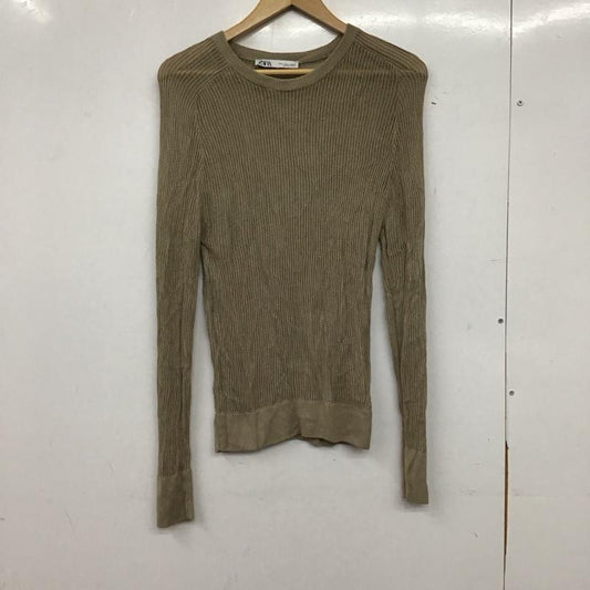 ザラ ZARA カットソー 長袖 6427 002 737 透かし編みニット S 無地 ベージュ / ベージュ / beige レディース USED 古着 中古 10159460