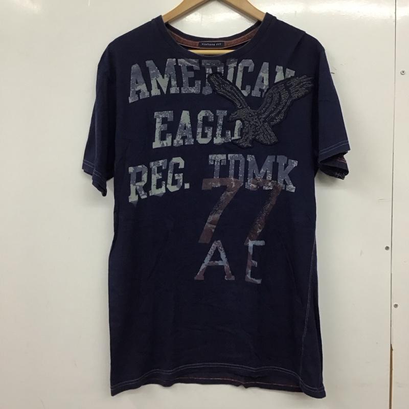 アメリカンイーグルアウトフィッターズ AMERICANEAGLEOUTFITTERS Tシャツ 半袖 半袖カットソー プリントTシャツ クルーネックカットソー M プリント 紺 / ネイビー / navy メンズ USED 古着 中古 10159467