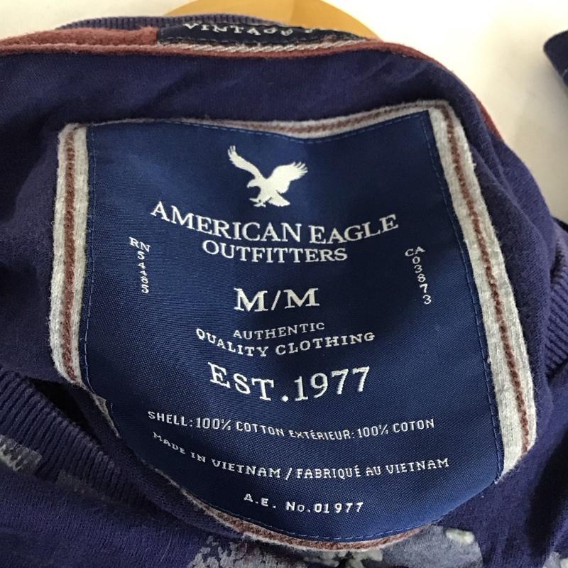 アメリカンイーグルアウトフィッターズ AMERICANEAGLEOUTFITTERS Tシャツ 半袖 半袖カットソー プリントTシャツ クルーネックカットソー M プリント 紺 / ネイビー / navy メンズ USED 古着 中古 10159467