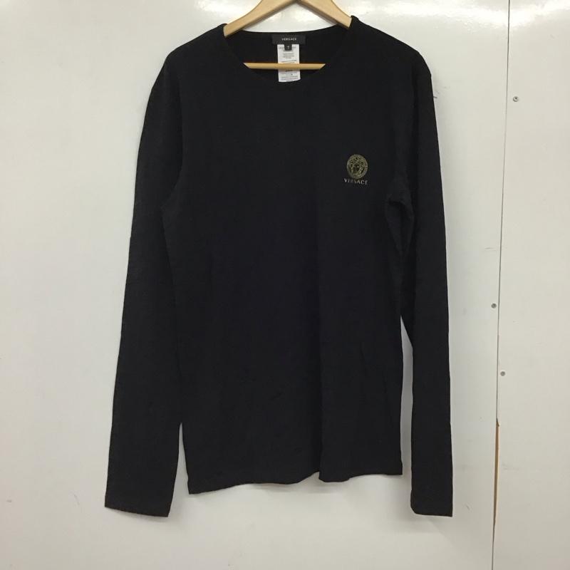 ヴェルサーチ VERSACE カットソー 長袖 長袖カットソー プリントカットソー クルーネック 7 ロゴ、文字 黒 / ブラック / black メンズ USED 古着 中古 10159473