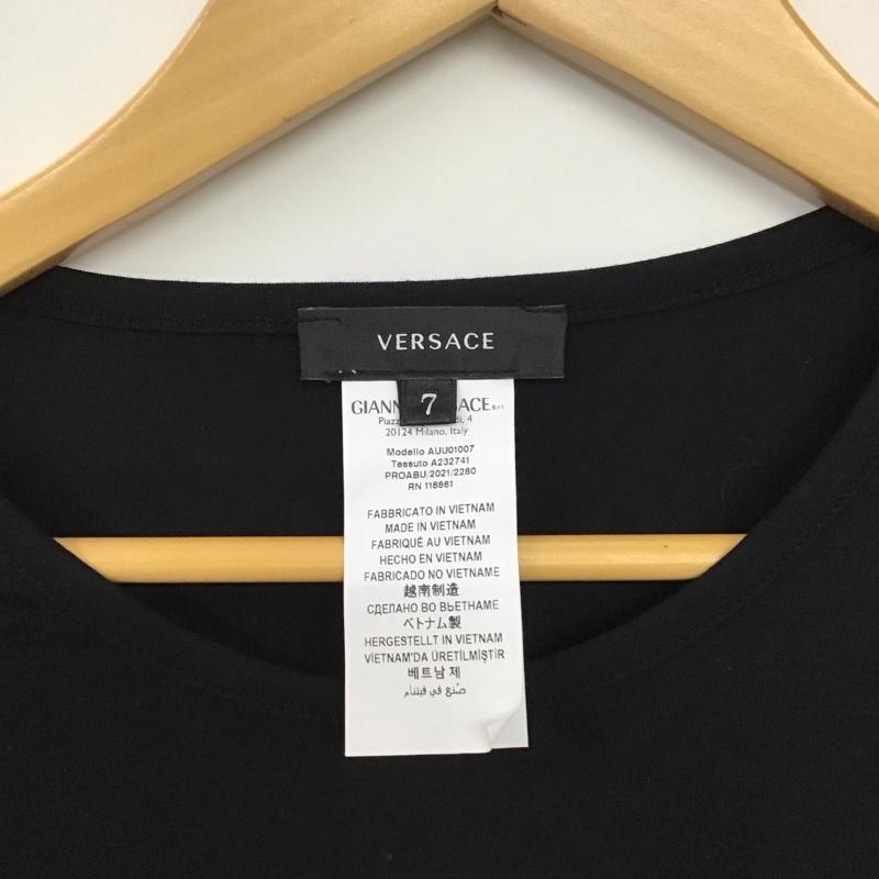 ヴェルサーチ VERSACE カットソー 長袖 長袖カットソー プリントカットソー クルーネック 7 ロゴ、文字 黒 / ブラック / black メンズ USED 古着 中古 10159473