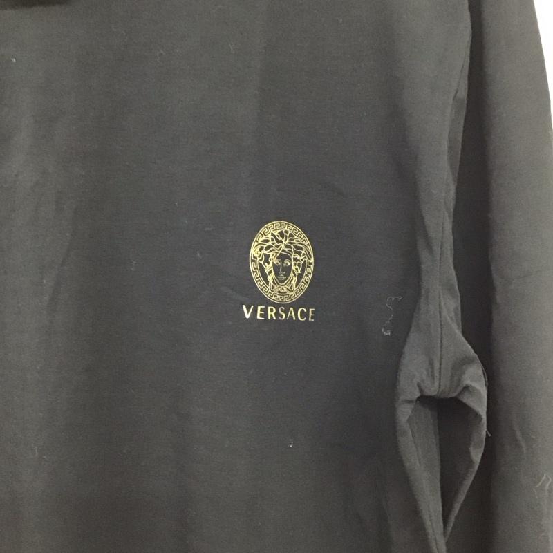 ヴェルサーチ VERSACE カットソー 長袖 長袖カットソー プリントカットソー クルーネック 7 ロゴ、文字 黒 / ブラック / black メンズ USED 古着 中古 10159473