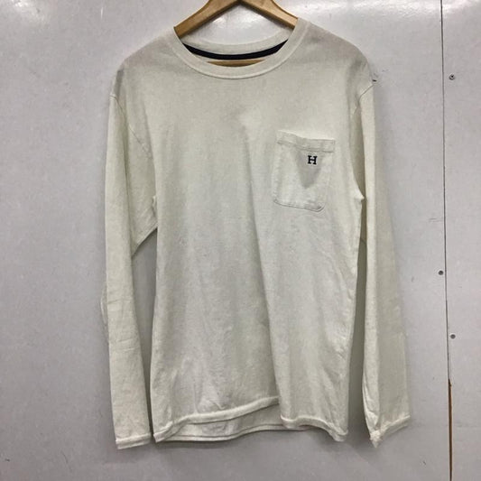ハリウッドランチマーケット H.R MARKET カットソー 長袖 長袖カットソー 刺繍カットソー クルーネック 2 ロゴ、文字 白 / ホワイト / white メンズ USED 古着 中古 10159475