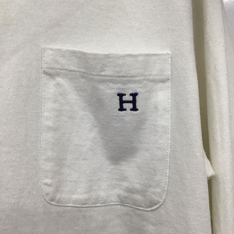 ハリウッドランチマーケット H.R MARKET カットソー 長袖 長袖カットソー 刺繍カットソー クルーネック 2 ロゴ、文字 白 / ホワイト / white メンズ USED 古着 中古 10159475