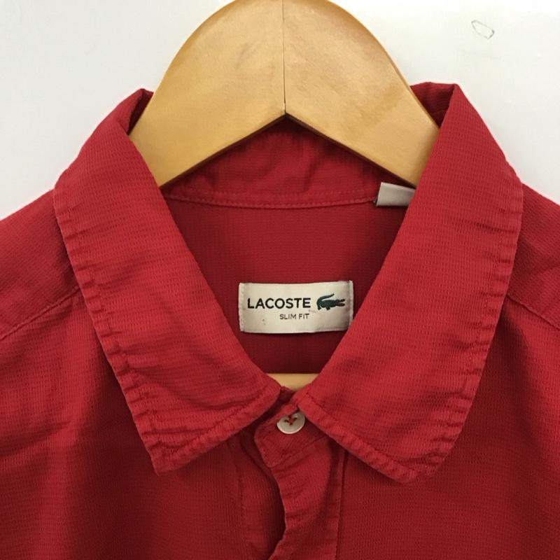 ラコステ LACOSTE シャツ、ブラウス 長袖 長袖シャツ 無地シャツ カラーシャツ ロゴ、文字 赤 / レッド / red メンズ USED 古着 中古 10159491