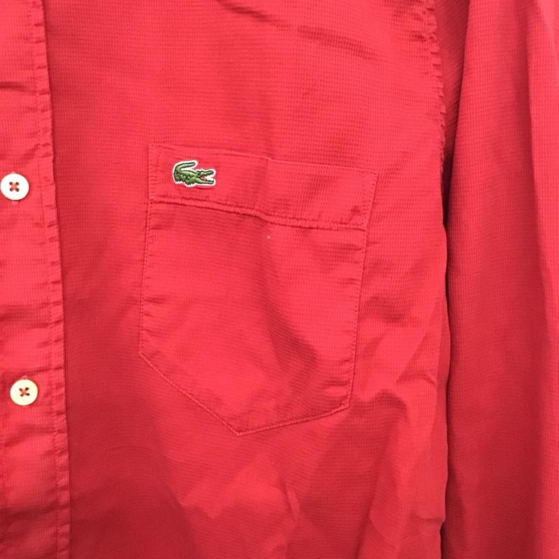ラコステ LACOSTE シャツ、ブラウス 長袖 長袖シャツ 無地シャツ カラーシャツ ロゴ、文字 赤 / レッド / red メンズ USED 古着 中古 10159491