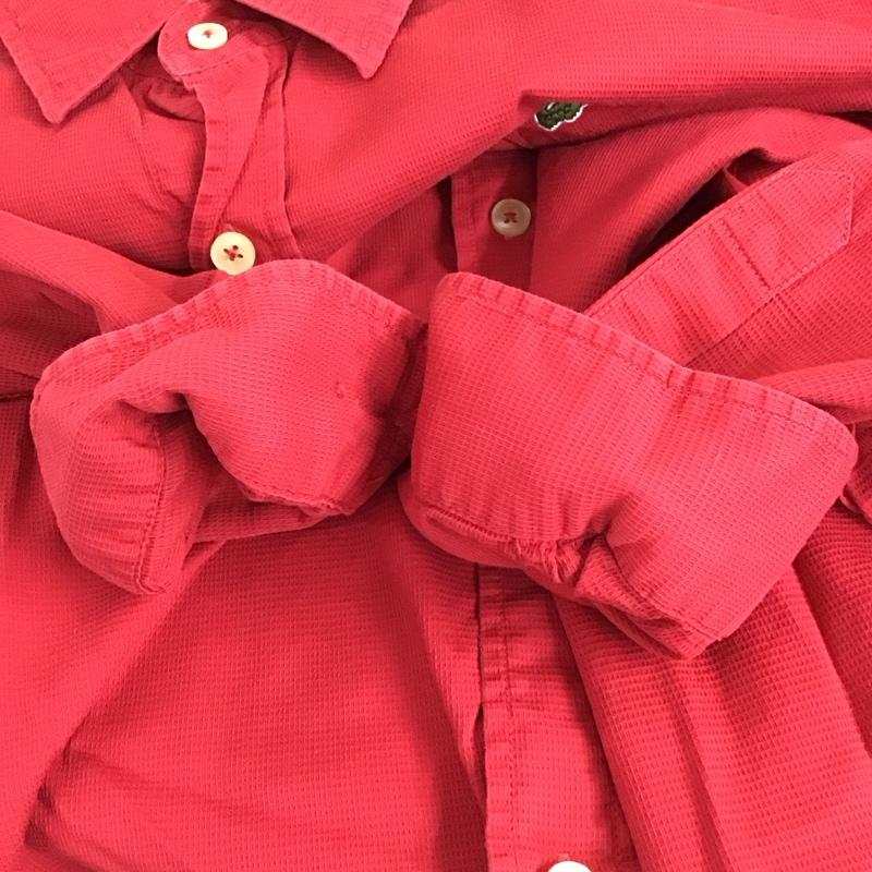 ラコステ LACOSTE シャツ、ブラウス 長袖 長袖シャツ 無地シャツ カラーシャツ ロゴ、文字 赤 / レッド / red メンズ USED 古着 中古 10159491