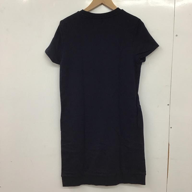 トミーヒルフィガー TOMMY HILFIGER ワンピース ひざ丈スカート スウェットワンピース 半袖 S ロゴ、文字 紺 / ネイビー / navy レディース USED 古着 中古 10159492