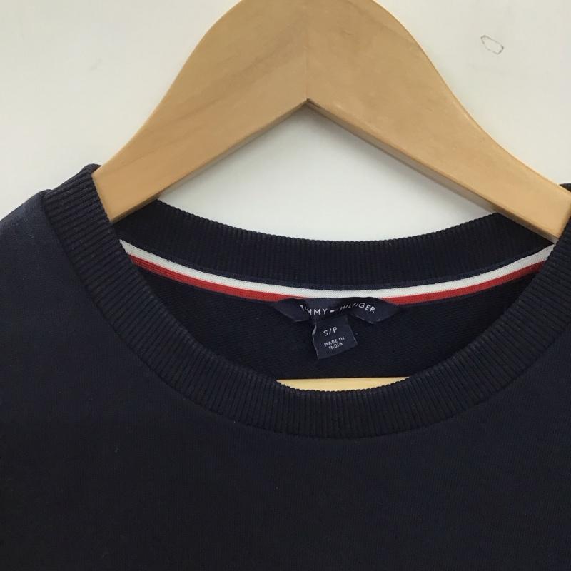 トミーヒルフィガー TOMMY HILFIGER ワンピース ひざ丈スカート スウェットワンピース 半袖 S ロゴ、文字 紺 / ネイビー / navy レディース USED 古着 中古 10159492