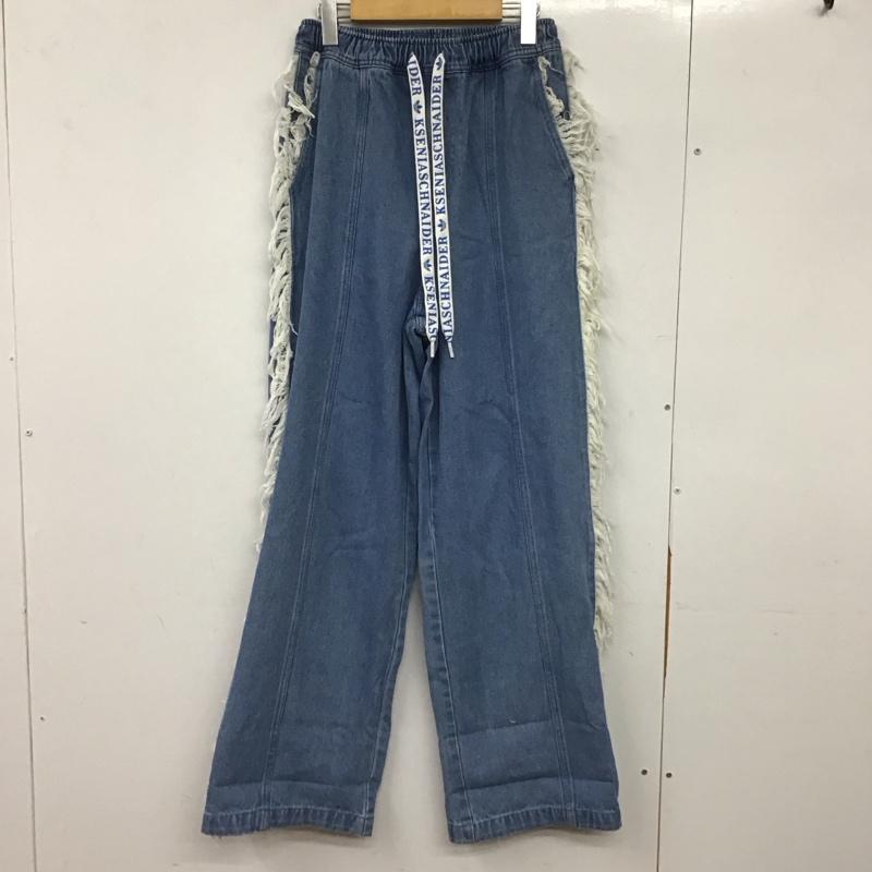 アディダス adidas パンツ デニム、ジーンズ II5704 KSENIASCHNAIDER デニム フレイドジーンズ M ロゴ、文字 水色 / ライトブルー / レディース USED 古着 中古 10159497