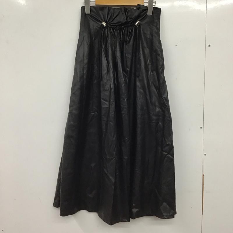 ダブル スタンダード クロージング DOUBLE STANDARD CLOTHING スカート ロングスカート 0502-200-223 フェイクレザーギャザースカート FREE 無地 黒 / ブラック / black レディース USED 古着 中古 10159501