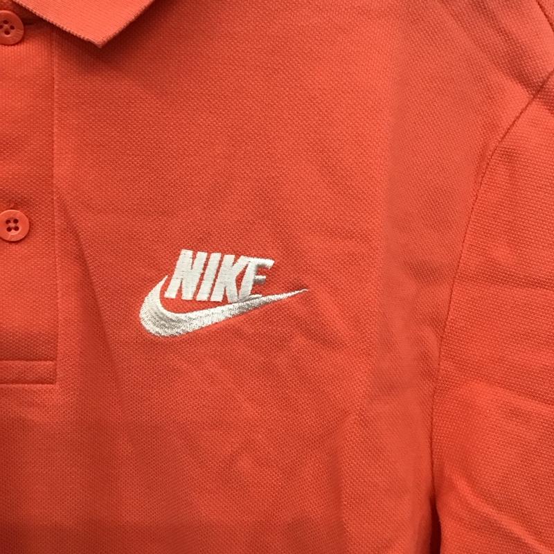 ナイキ NIKE ポロシャツ 半袖 半袖ポロシャツ カラーシャツ 半袖カットソー M ロゴ、文字 橙 / オレンジ / orange メンズ USED 古着 中古 10159505