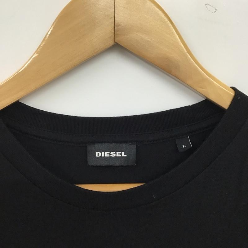 ディーゼル DIESEL Tシャツ 半袖 半袖カットソー プリントTシャツ クルーネックカットソー L ロゴ、文字 黒 / ブラック / black メンズ USED 古着 中古 10159506