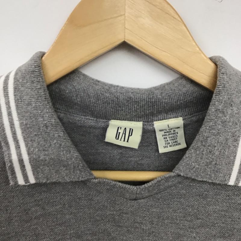 ギャップ GAP ポロシャツ 半袖 半袖ポロシャツ カラーシャツ 半袖カットソー L ロゴ、文字 灰 / グレー / gray メンズ USED 古着 中古 10159512