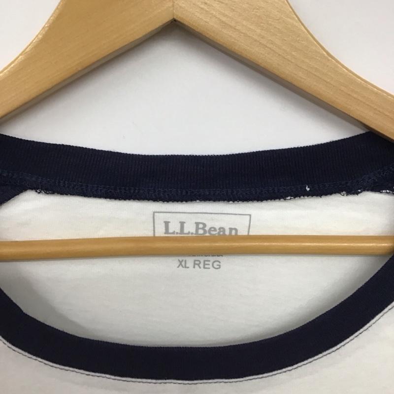 エルエルビーン L.L.Bean カットソー 長袖 長袖カットソー 無地カットソー クルーネック XL 無地 白 / ホワイト / white X 紺 / ネイビー / navy メンズ USED 古着 中古 10159514